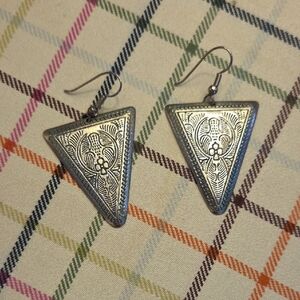 Silver Triangle Dangle Earrings